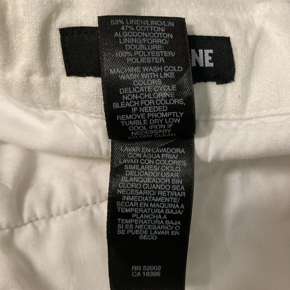 Claiborne White Linen/Cotton Blend Dress Pants Sz L 36’ Pockets EUC